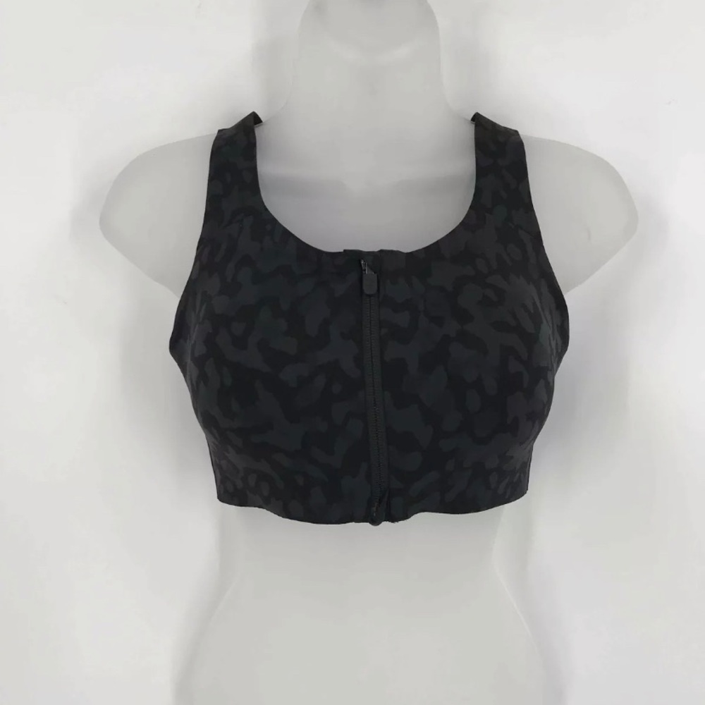 NWT Lululemon Leopard Zip Front Enlite Bra Sz 32DD